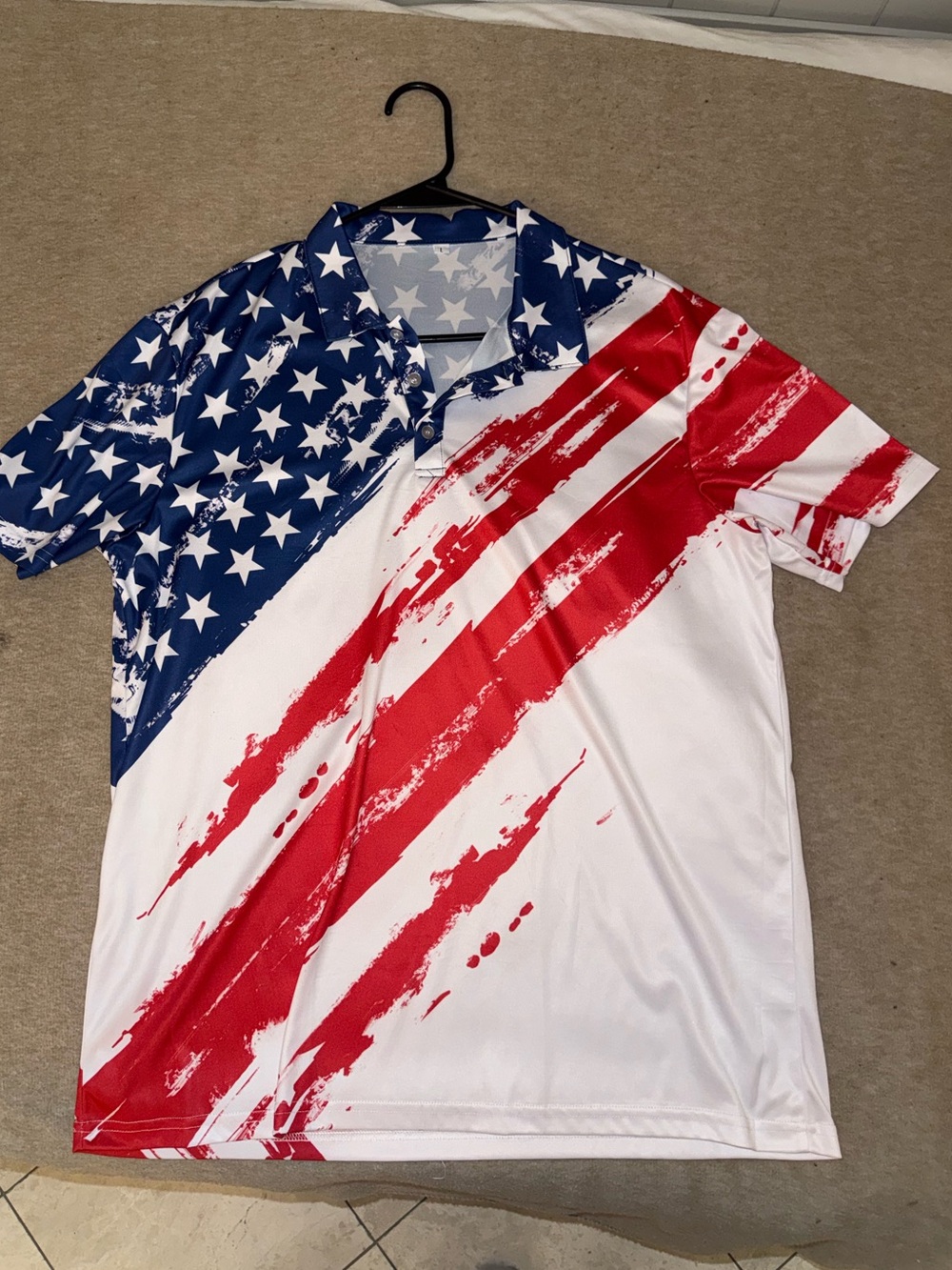 Men's Patriotic Stars & Stripes Golf Polo - Red, White & Blue